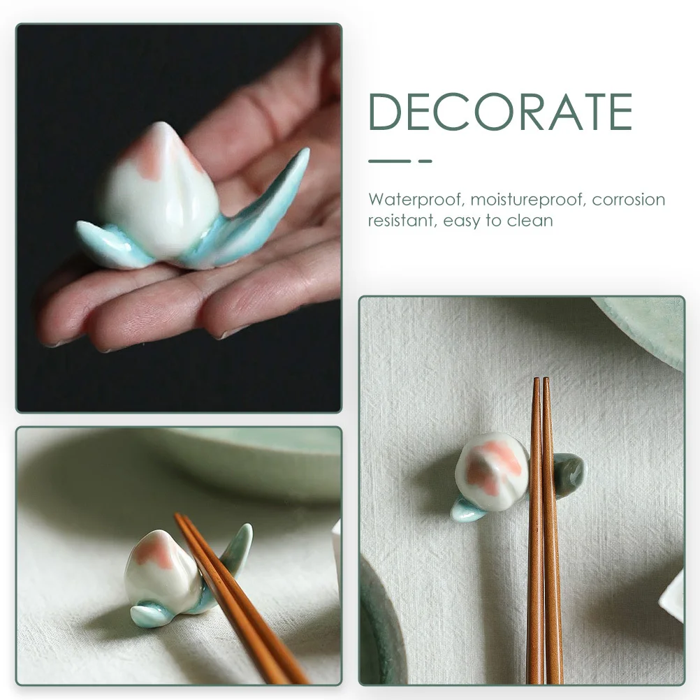 

2Pcs Peach Shape Ceramic Chopsticks Rests Smooth Surface Chopstick Holders Spoon Fork Stands Table Decor Chopstick Holders