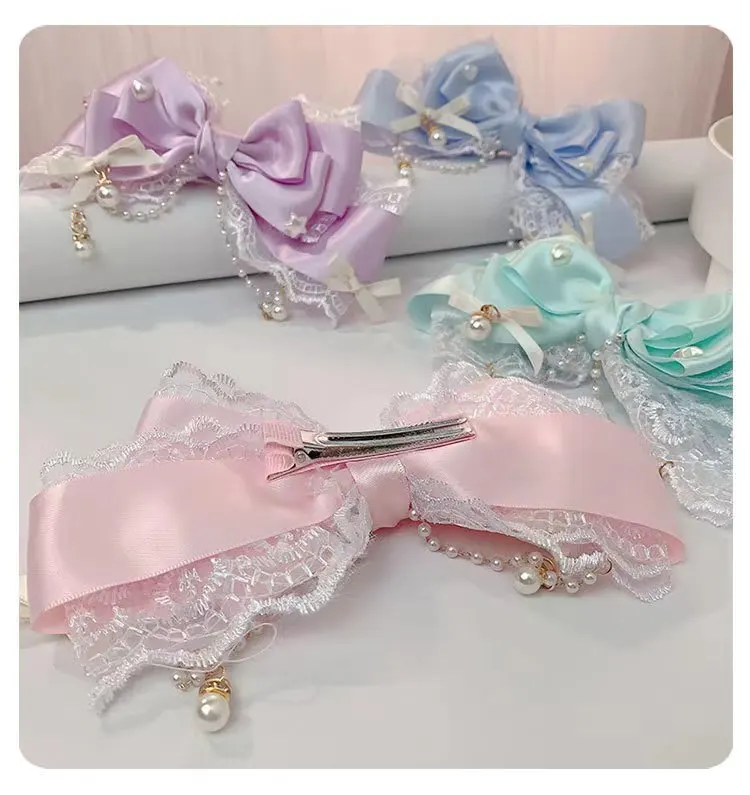 Lolita Headpiece Big Strik Punk Haarspeld Donker Lief Cool Meisje Jk Fashion Hair Ornament Anime Hoofddeksels Cosplay Schattige Roze Haarstrikken