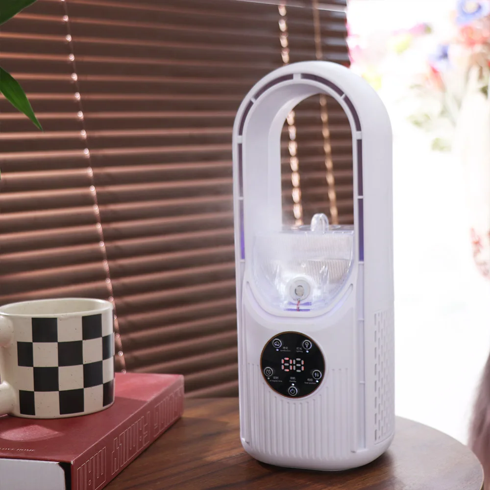 6 Speed Portable Air Cooler Bladeless Design Silent Timer Leafless Fan Compact Lightweight Adjustable Wind Speeds