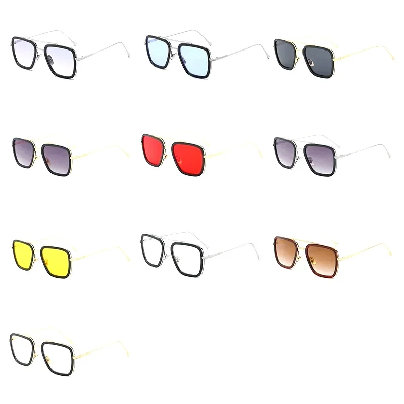 Sun Glasses Fashion Square frame Tony Stark Style Women Sunglasses Men Square Brand Design Sun Glasses Oculos Retro Male Iron view 4