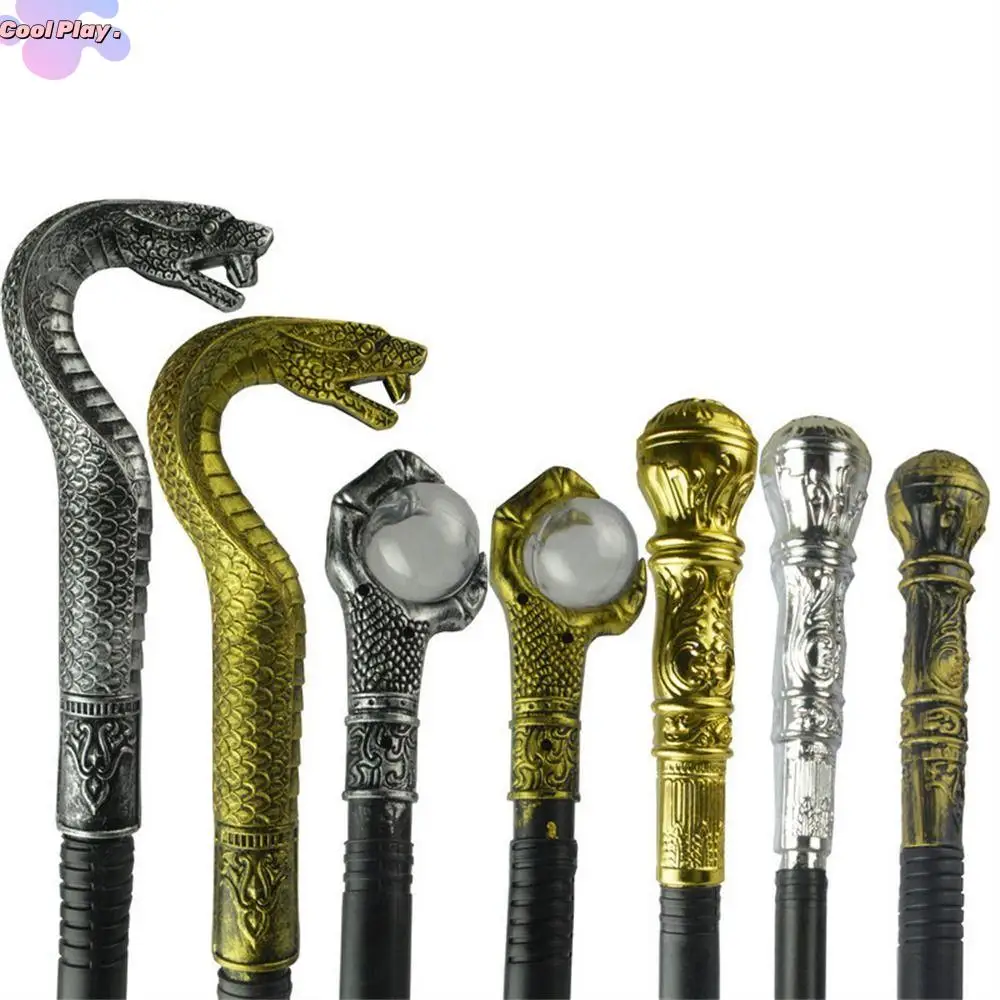 

Round Handle Costumes Walking Cane King's Scepter Claw Ball Halloween Wand Royal King Snake Head Halloween Walking Stick