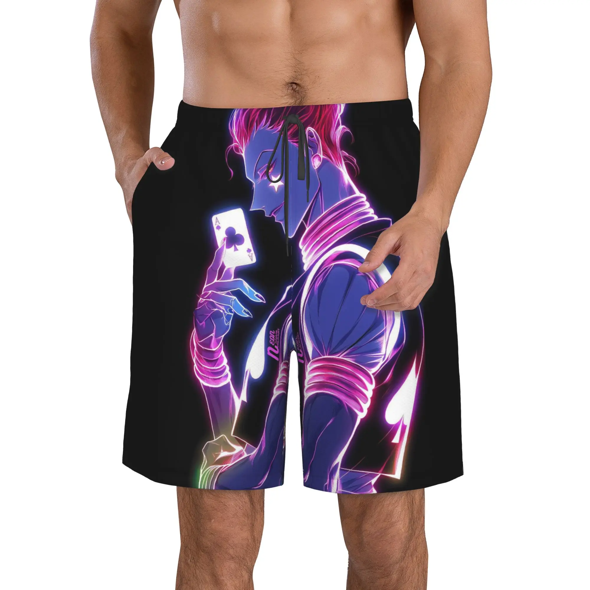 Neon Colorful Hunter X Hunter Anime Trunks Beach Board Shorts Casual Quick Dry Swim Summer Men Pants