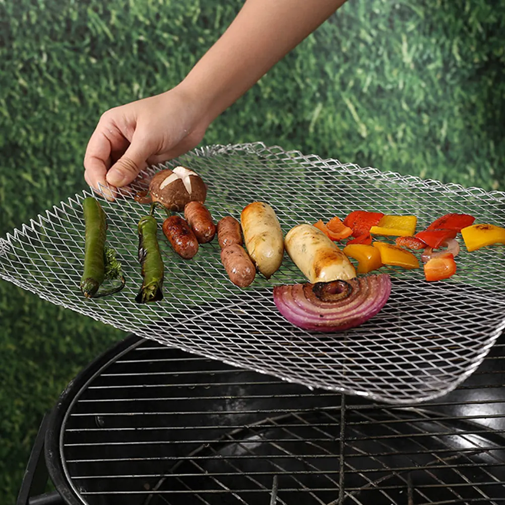 

5pcs Non Stick Disposable BBQ Grill Mesh Mats for Outdoor Camping Tailgating Food Grade Aluminum Practical Accessories