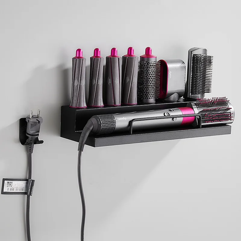 Hair Dryer Holder Curler Storage Rack 8 Head Stand Sticker for Dyson Curler Wall Mount Stainless Bathroom Shelf Organizer