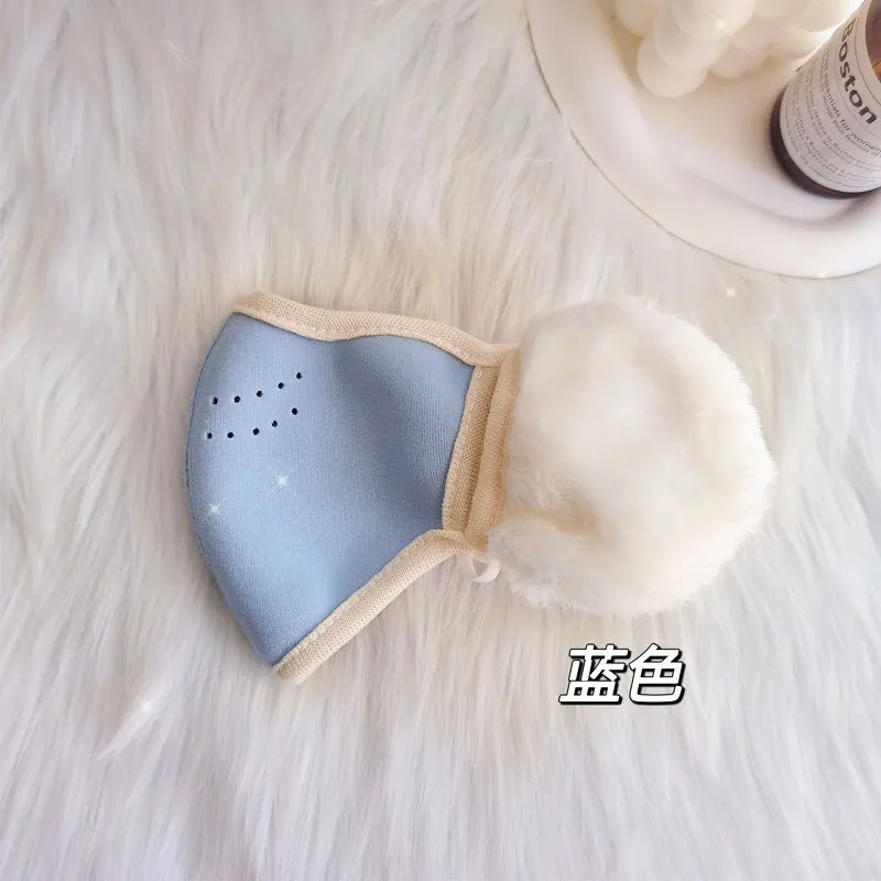 Warm Winter Kids Mask for Boys Girls Solid Color Student Ear Cover Windproof Coldproof 3D Face Mask Outdoor Protection