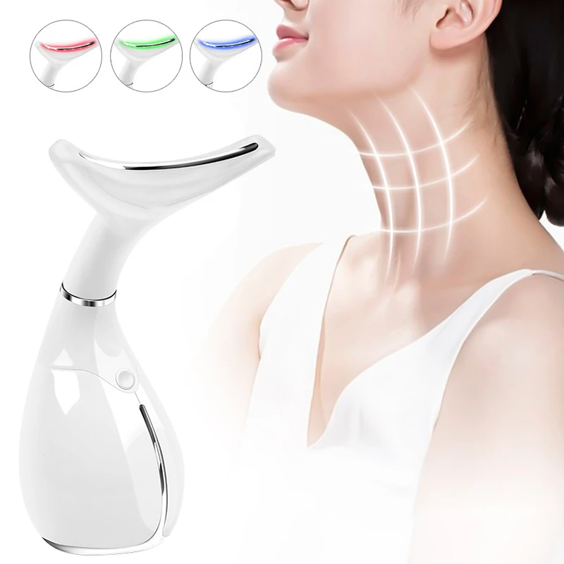 Neck Lift Massager LED Photon Therapy Vibrating Skin Tightening Beauty Reduction Double Chin Anti-Wrinkle Removal Device