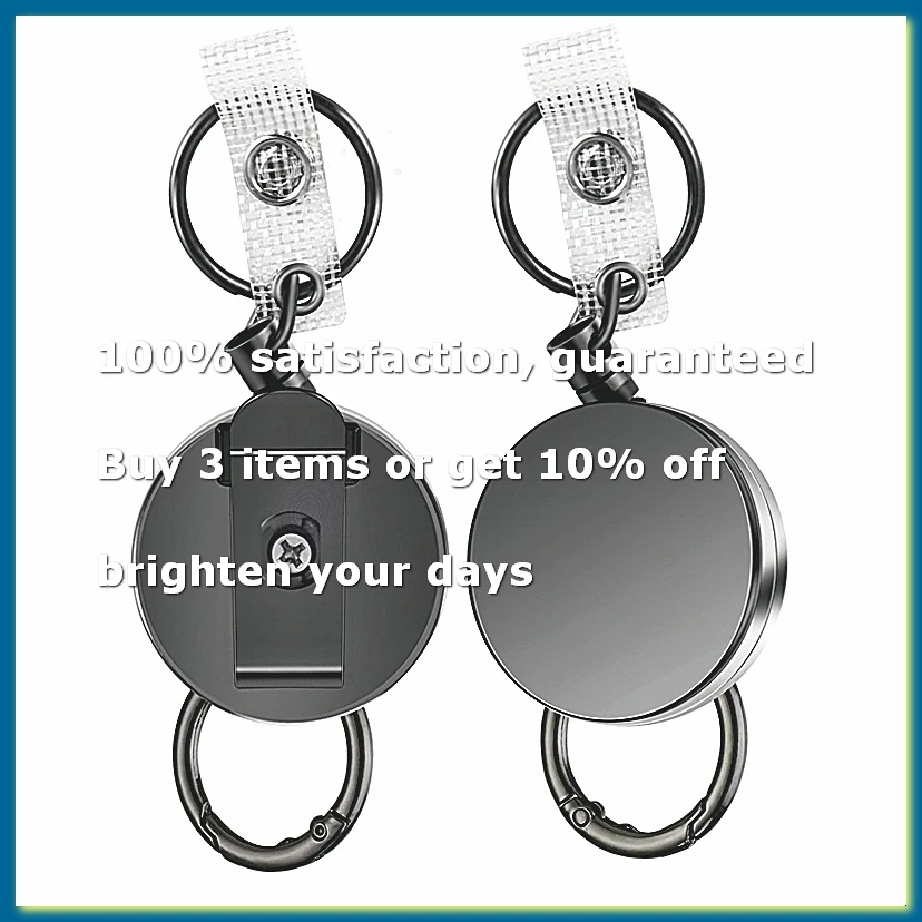 2 Pack Heavy Duty Retractable Badge Holder Reels, Metal ID Badge Holder with Belt Clip Key Ring for Name Card Keychain