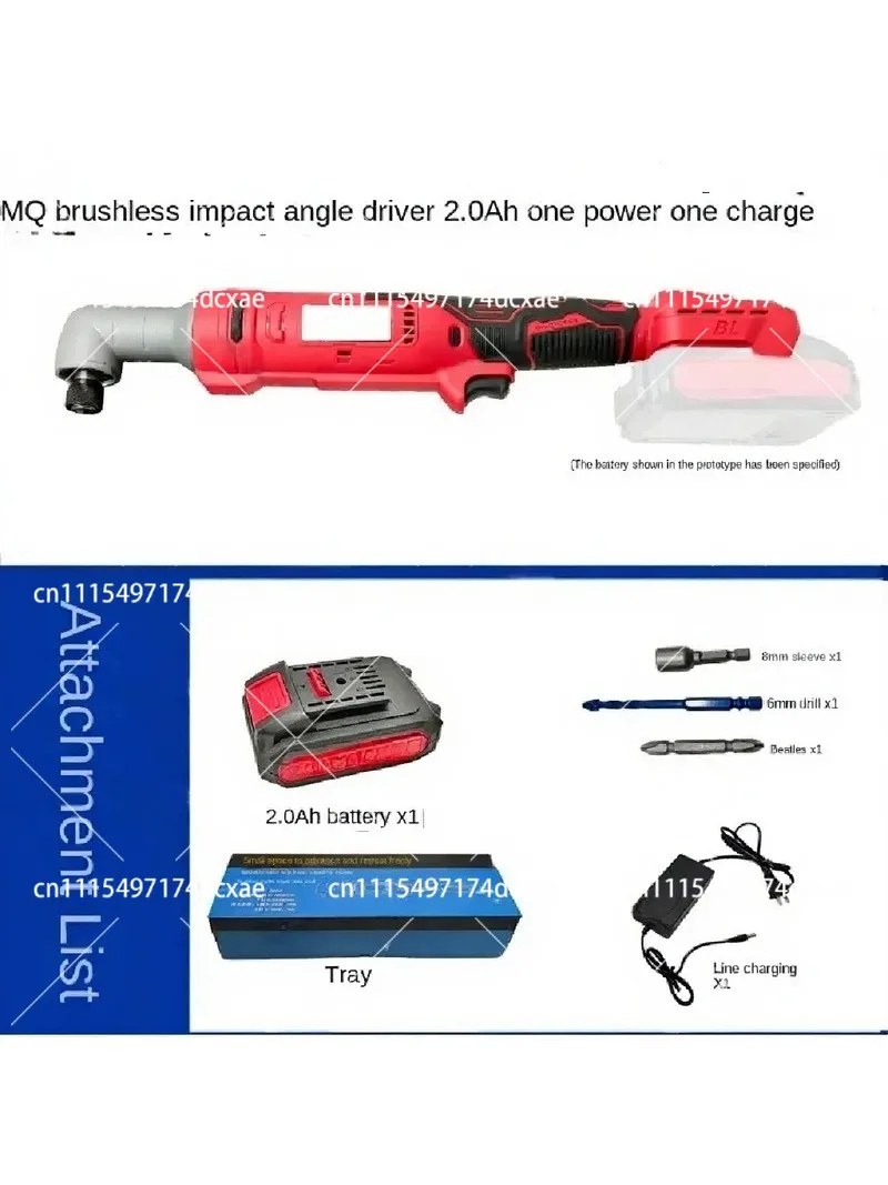 90 Degree Right Angle Impact Driver 21V Cordless Lithium Battery Electric Wrench Screw Drill Tool