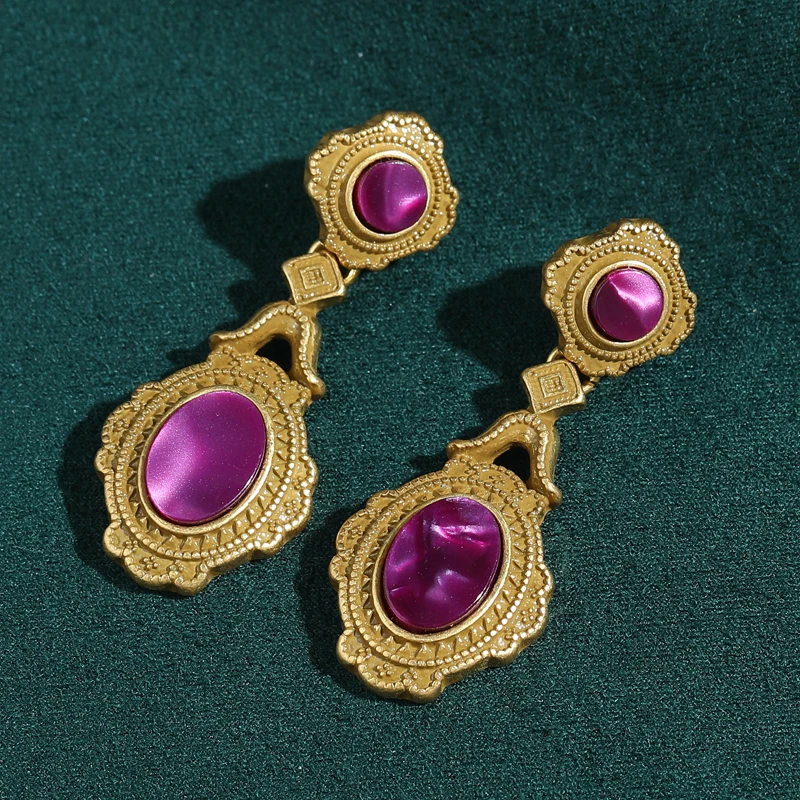 

Винтажные серьги-капли из натурального цвета, роскошные глазурованные фиолетовые украшения для женщин, аксессуары цвета античного золота, подвеска для помолвки, новинка 2023 года