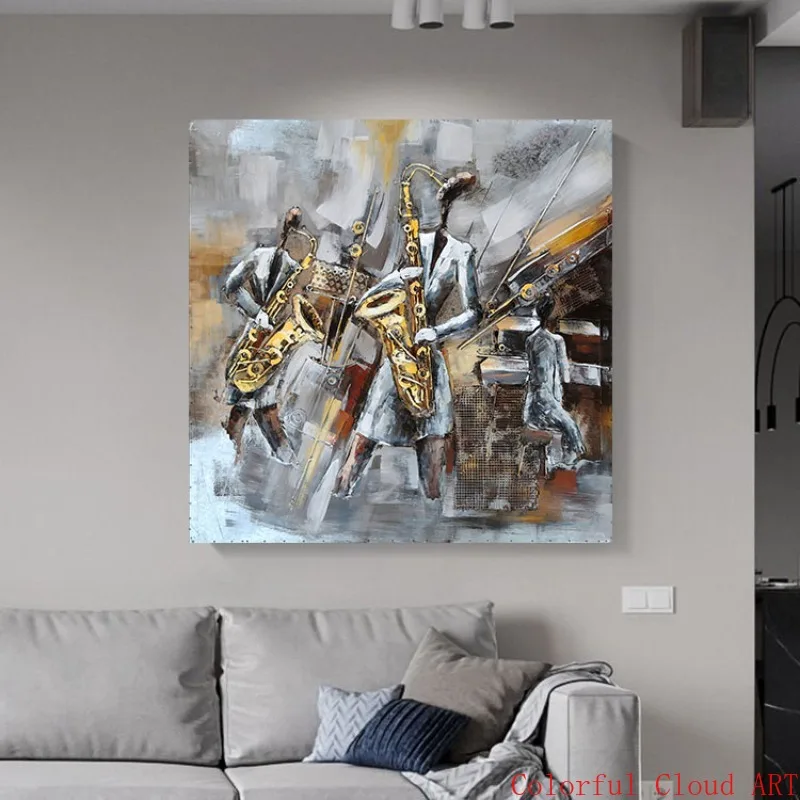 Jazz Band Black Man Play Saxophone Poster Print Musician Canvas Painting Wall Decor Music Wall Art Home Decor Gifts Music Lover