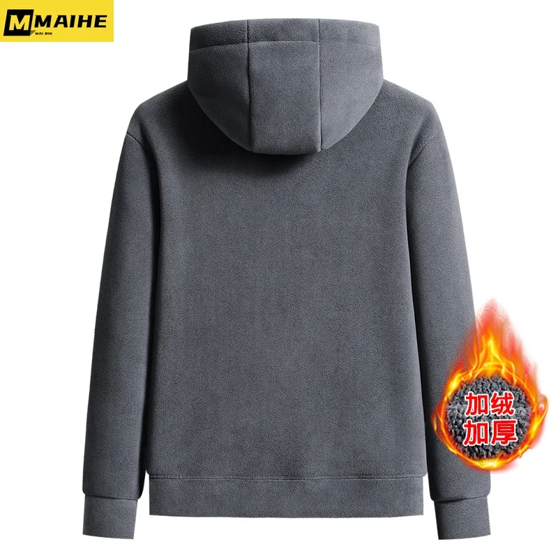 Winter Lamb fleece hoodie for men Korean version Thick warm coral fleece zipper Jacket Couple hooded coat sudaderas para hombres