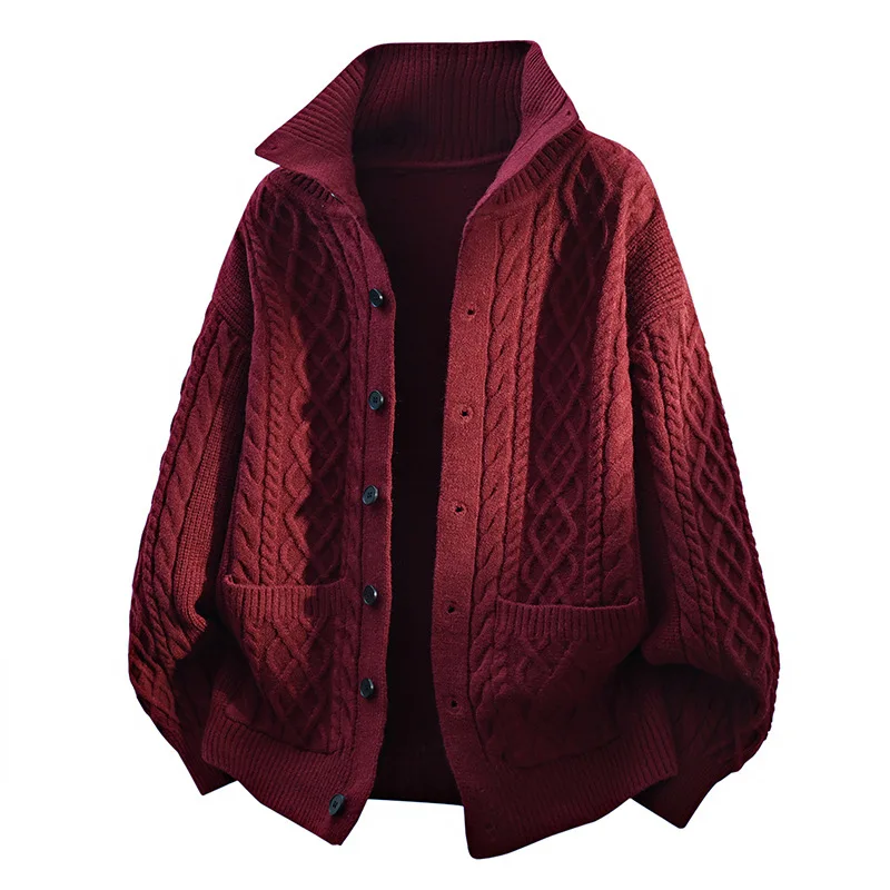 جديد ربيع الرجال الوقوف طوق بالأزرار أبلى Sweatercoats جودة الذكور الأعمال عارضة تريكو بالأزرار البلوزات فضفاضة 4XL