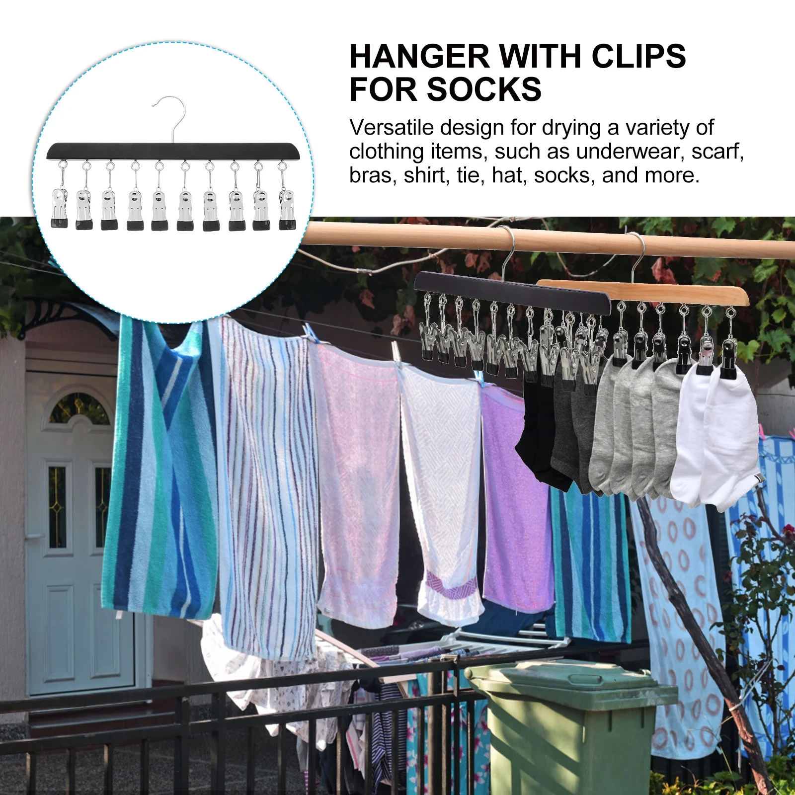

10 Clips Laundry Hangers For Drying Socks Drying Rack for Socks Clothes Laundry Large Capacity Bedroom Balcony Storage