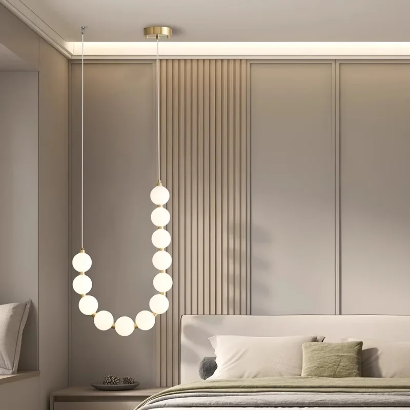 

Nordic Prayer Beads LED Pendant Lights for Living Dining Room Kitchen Food Tables Staircase Chandelier Home Decor Light Fixture