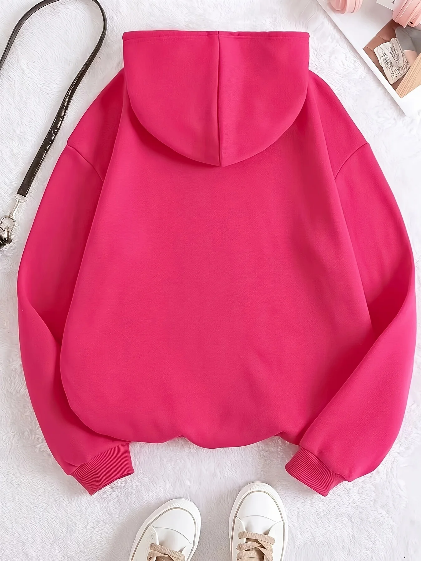 Sweat-shirt à capuche à manches longues en velours imprimé pour femme, chaud et ample, décontracté, motif étoile à cinq branches, automne et hiver