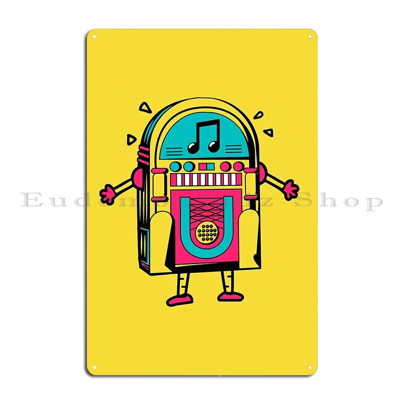 Retro Jukebox Robot The Jukebot Metal Sign Poster Cave Wall Cave Print Mural Pub Tin Sign Poster