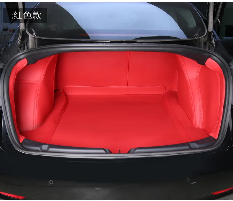 Rear Cargo Liner For Tesla Model 3 2018-2023 2024 Higland Nappa Leather Trunk Mat Full Coverage Boot Carpet Protection