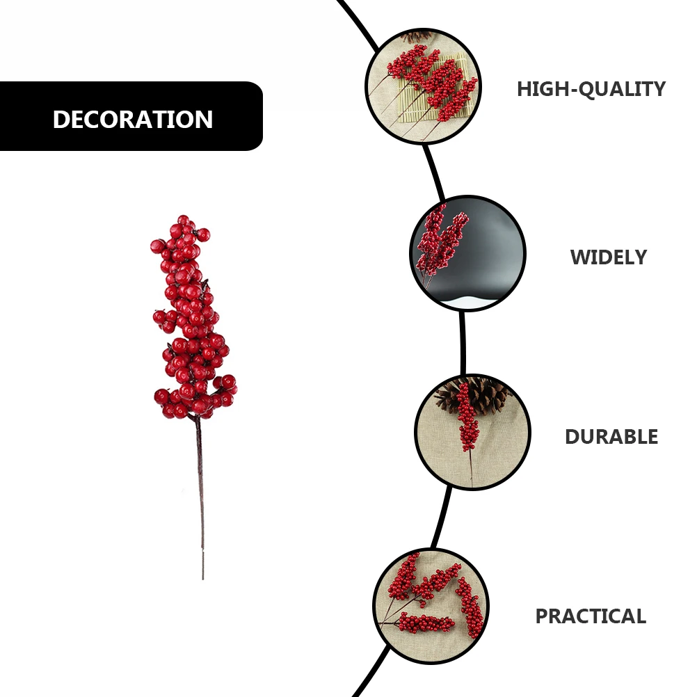 

12pcs Artificial Red Berries Stem Set Christmas Berry Picks For Tree Wreath Decor Holiday Party Wedding Decoration Xmas