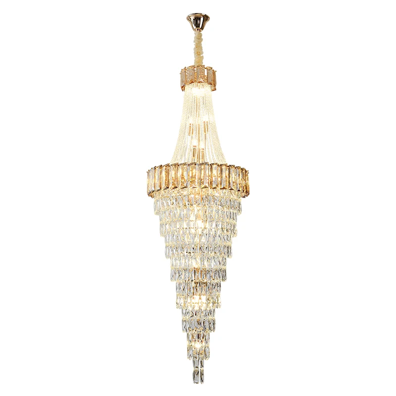 Simple Modern Staircase Pendant Lamp Villa Column  Smoke Grey Crystal Lighting Hotel Engineering Building Hanging Line Lights