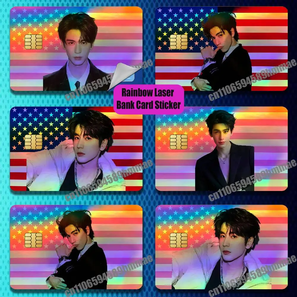 For Model Zhang Linghe Ling He Credit Bank Sticker ID Access Card Cover Skin Rainbow Color Laser Stickers Film