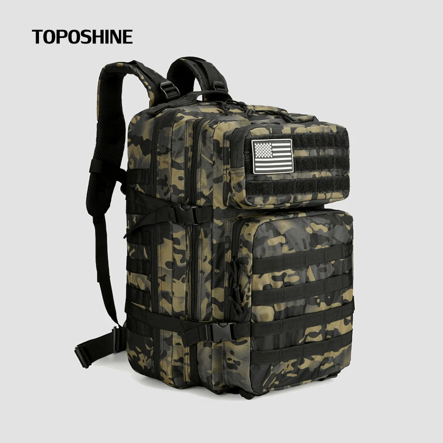 Toposhine التكتيكية كامو على ظهره 46L العسكرية مول نظام الظهر المشي لمسافات طويلة التخييم الصيد دائم أكياس النايلون مقاوم للماء