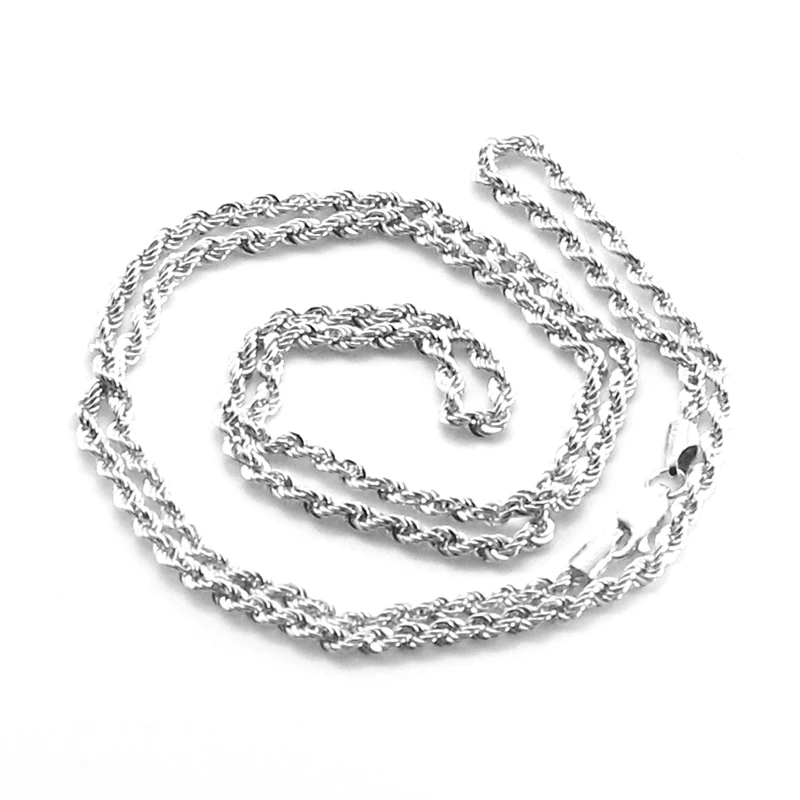 

Pure Silver Plated White Gold S925 Screw Chain Necklace Unisex Hip Hop Style Fashion Jewelry Mens Womens Bone Chain