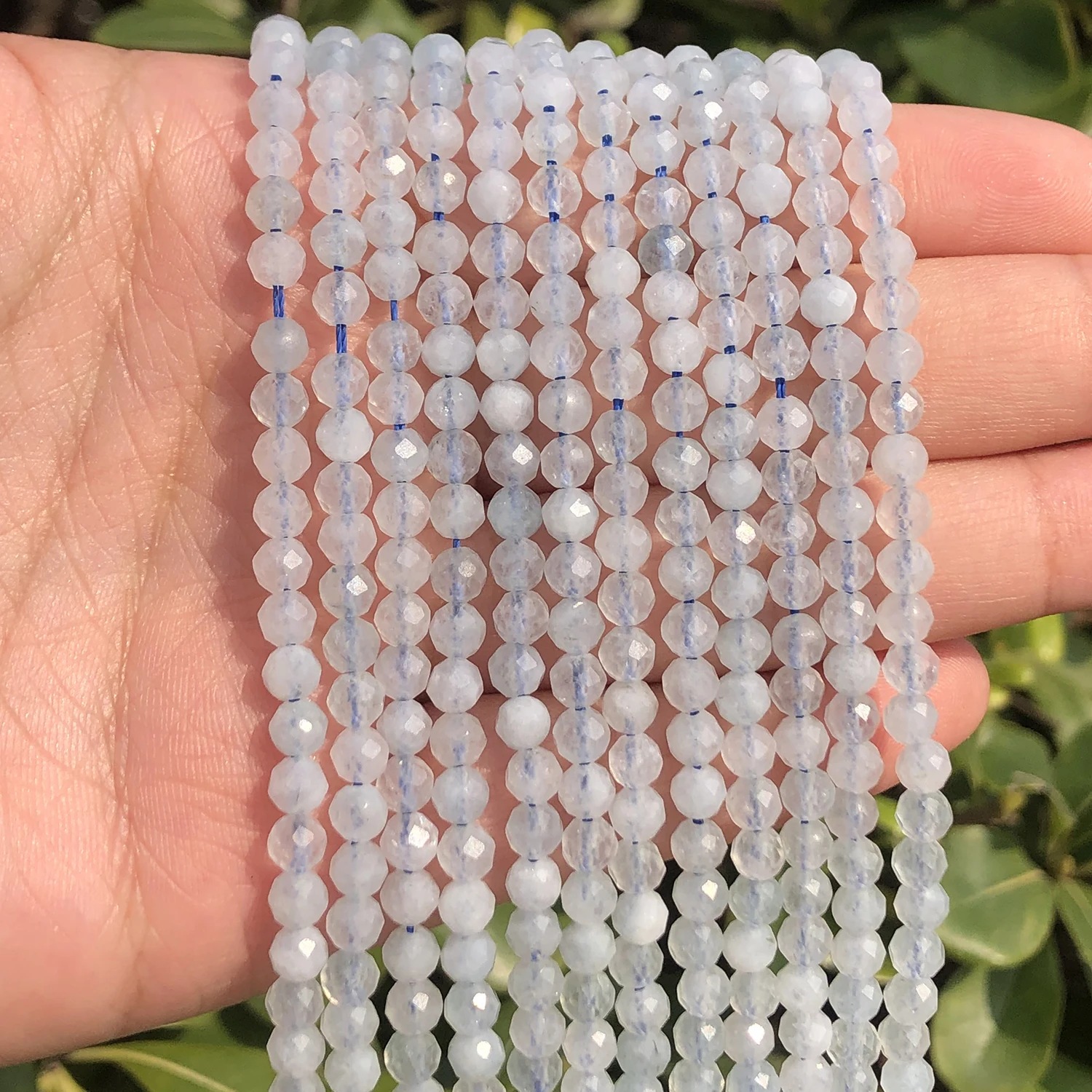 AA Natural Faceted Blue Aquamarines Stone Bead Tiny Loose Gem Beads for Jewelry Making DIY Bracelet Earrings Accessories 2 3 4mm