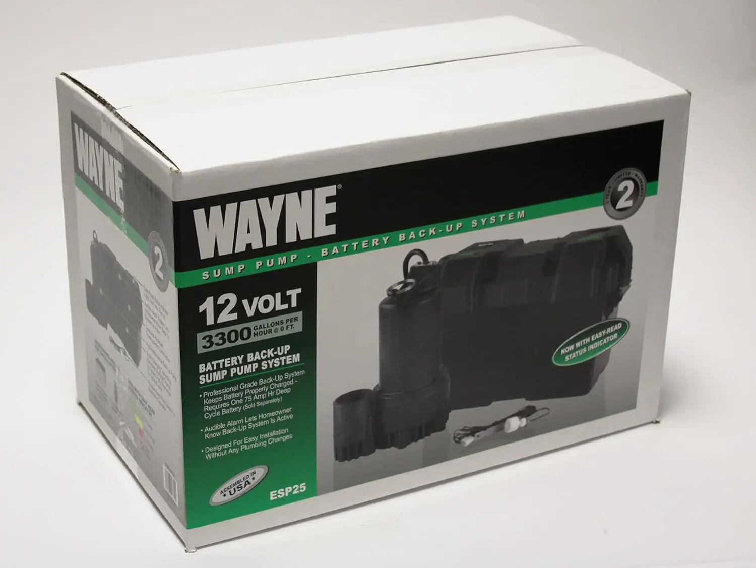 WAYNE ESP25 12 Volt Battery Back-Up Sump Pump System with Audible Alarm