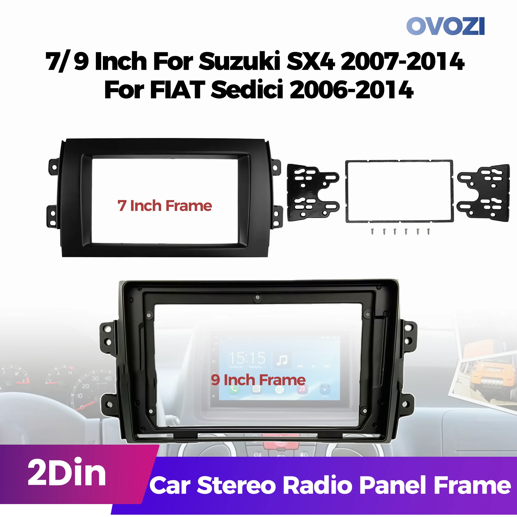 7 Inch 9 Inch Double Din Car Stereo Radio Fascia Frame Dash Kit for FIAT Sedici  SUZUKI SX4 2007-2014 Android Navigation Panel