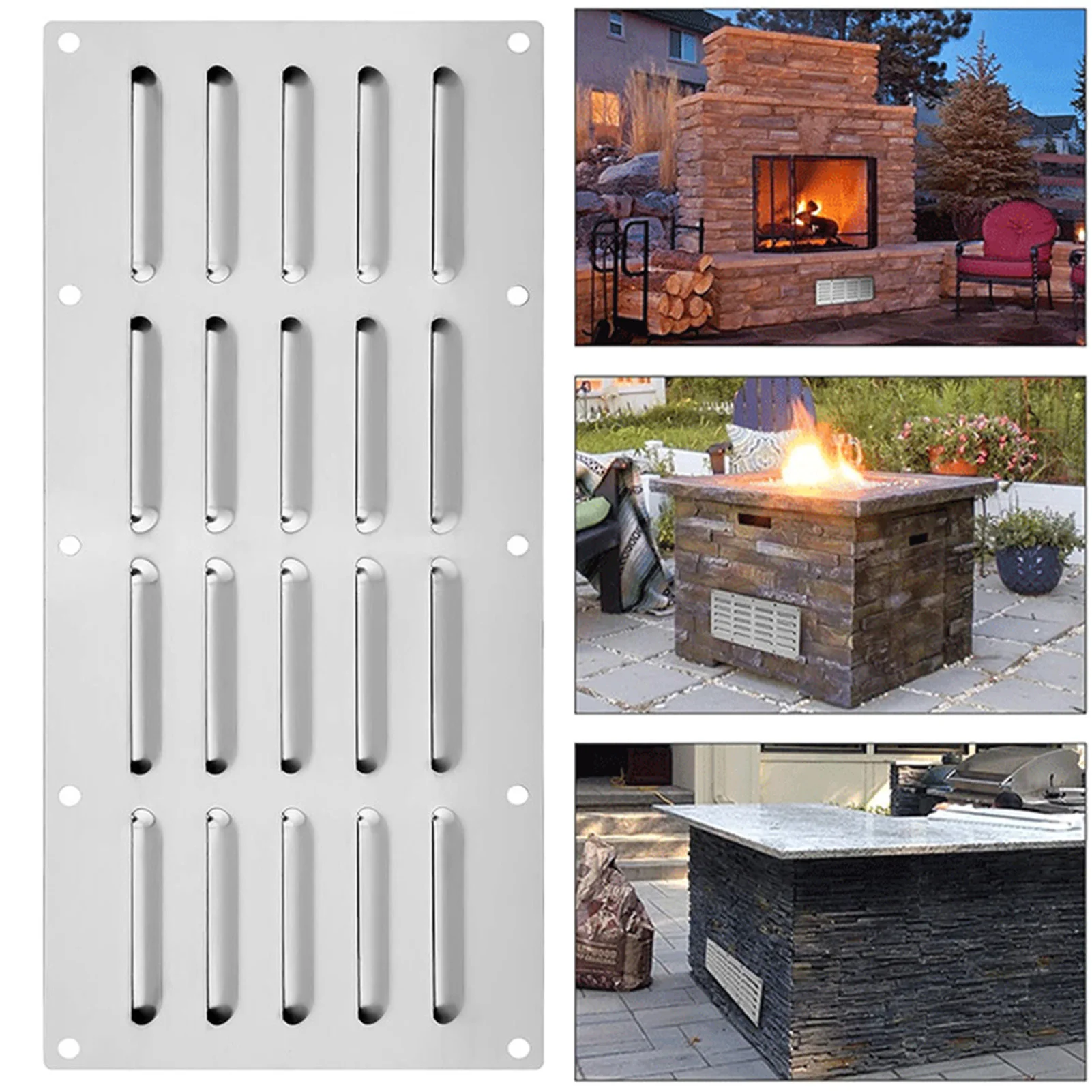 

Stainless Steel Fire Pit Venting Panel Durable Stainless Steel Easy to Assemble for Home Kitchen Masonry