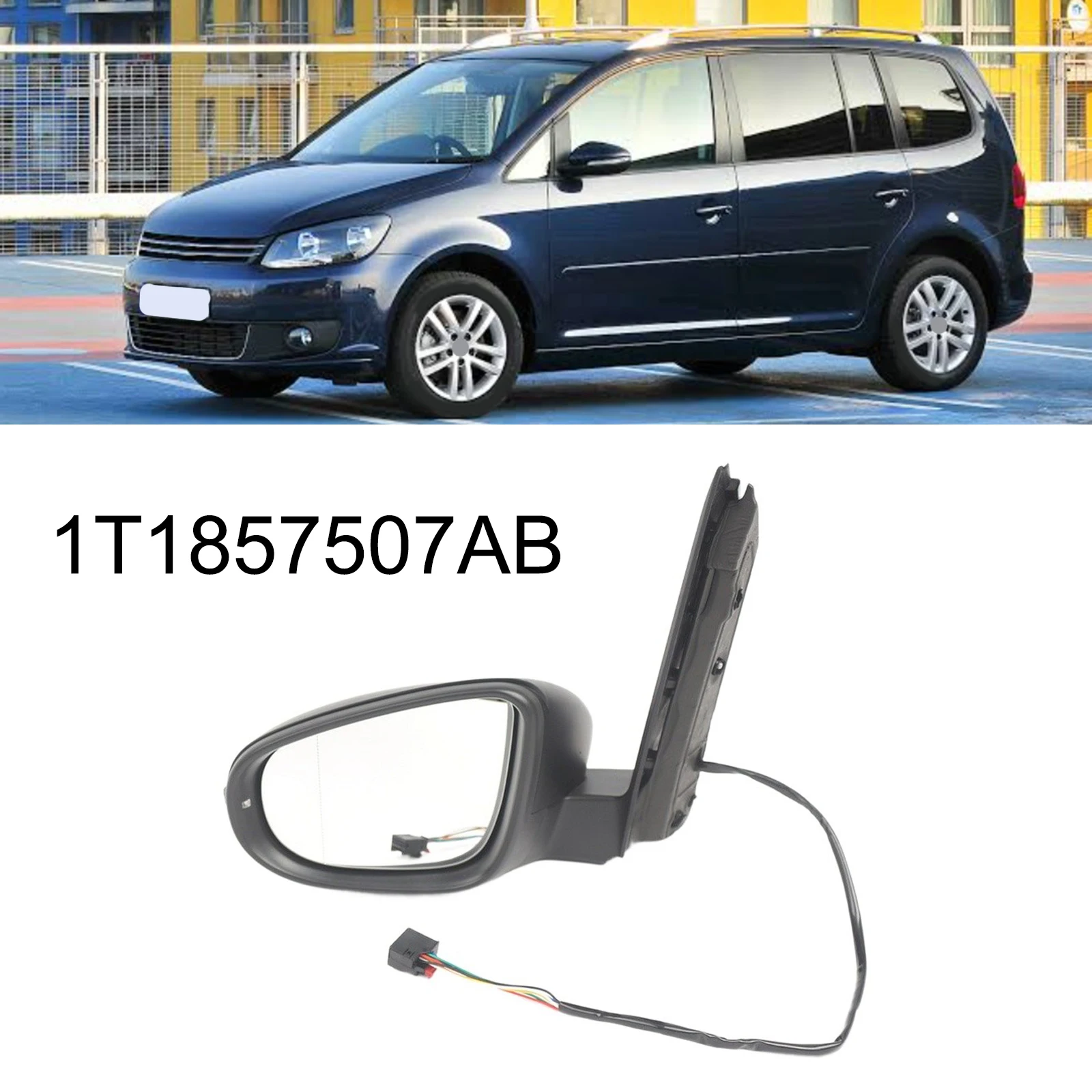 Car Left Side Rearview Mirror Assembly 6Pin LHD 1T1857507AB For Touran 1T3 For Facelift 2010-2015 Exterior Parts