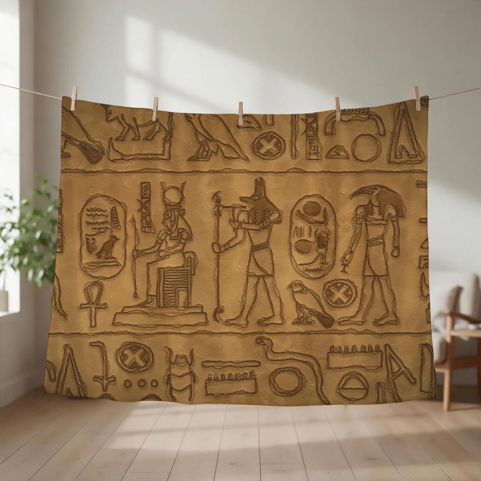 Egyptian Hieroglyphic Art Throw Blanket couch cozy soft plush fuzzy picnic outdoor blanket