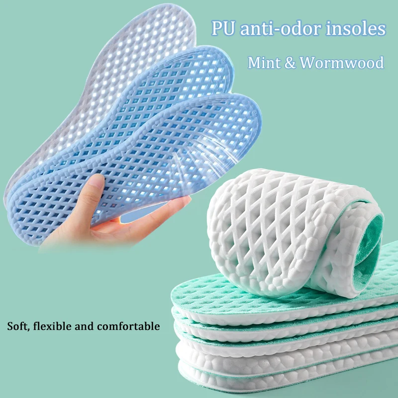 

Mesh Breathable Insoles Anti-odor PU Shoes Pads for Shoes Men Summer Cool Insole Feet Running Sports Shock Absorption Shoe Sole