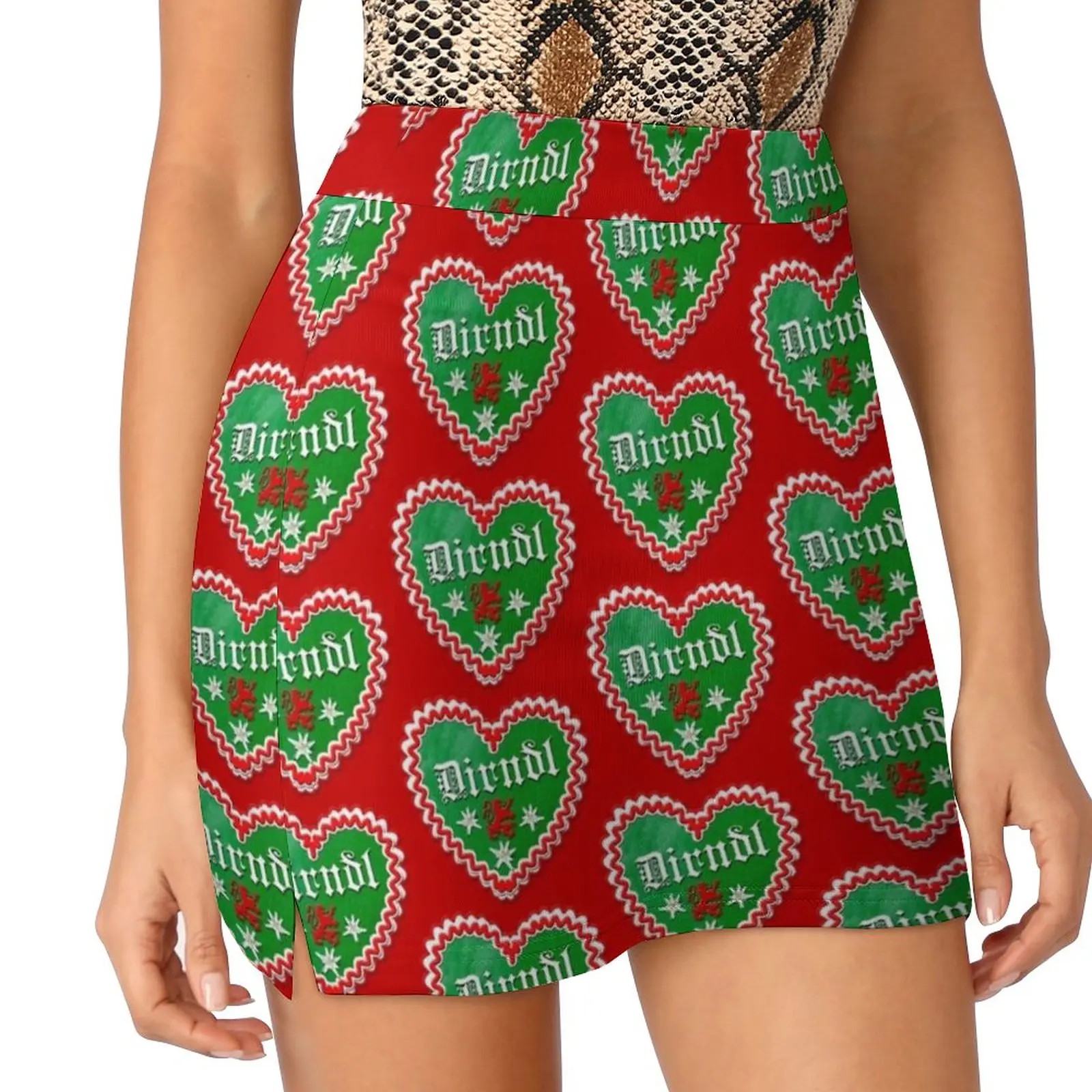 Gingerbread Heart Dirndl Substitute Gingerbread Heart Women's skirt Y2K Summer Clothes 2022 Kpop Style Trouser Skirt With