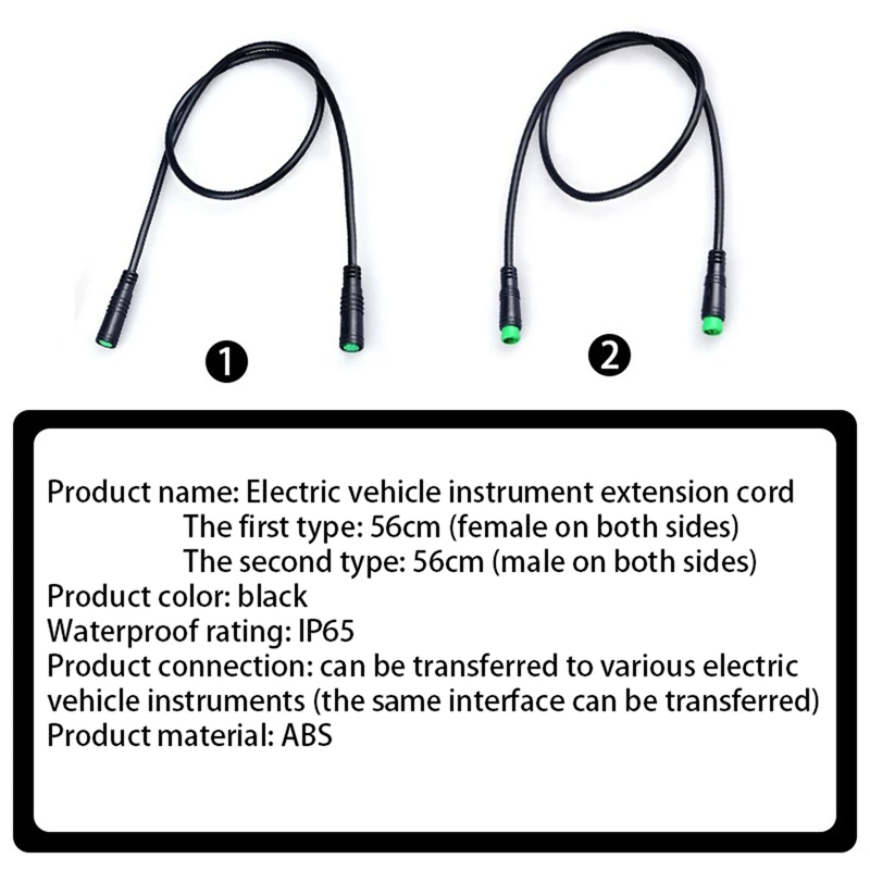 3X Electric Bicycle Ebike 5 Pin Male To Male Display Extension Cable Connector For Bafang Mid Motor BBS01/BBS02/BBSHD