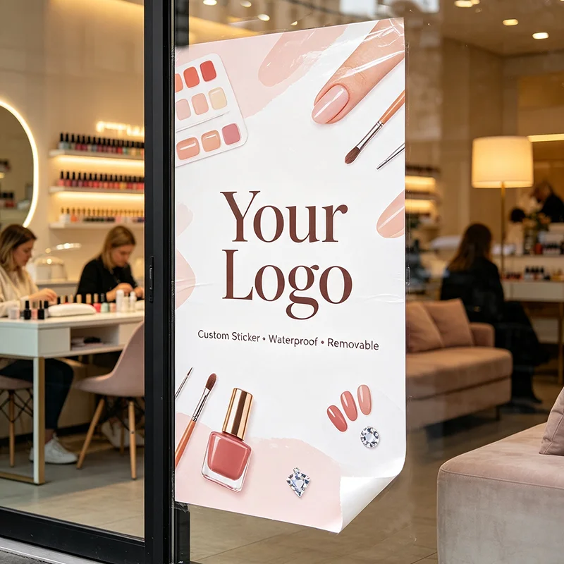 Any Size 100cm Custom Sticker Add Your Logo Weather Resistant Vinyl Decals for Barbershop Hair Sal Truck Kiosk Pop‑up Store Cafe