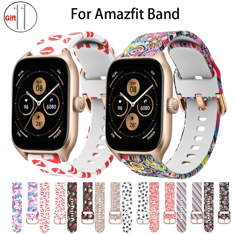 20mm/22mm Printed band For Amazfit GTS 4/3/2/2e/GTS2 Mini/GTR 42mm/47mm/GTR 4/3 Pro/2/2e Sport Watch Bracelet amazfit bip u pro