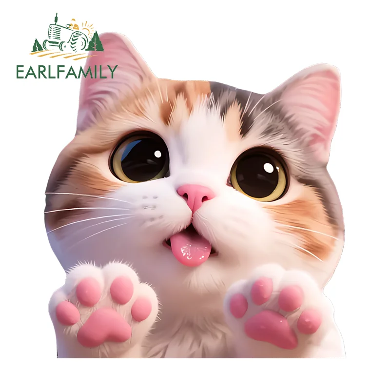 

EARLFAMILY Big Eyes Cat Peek Car Stickers Kawaii Sunscreen Suitable For Laptop Decal Vinyl Material Windows Car Accessories