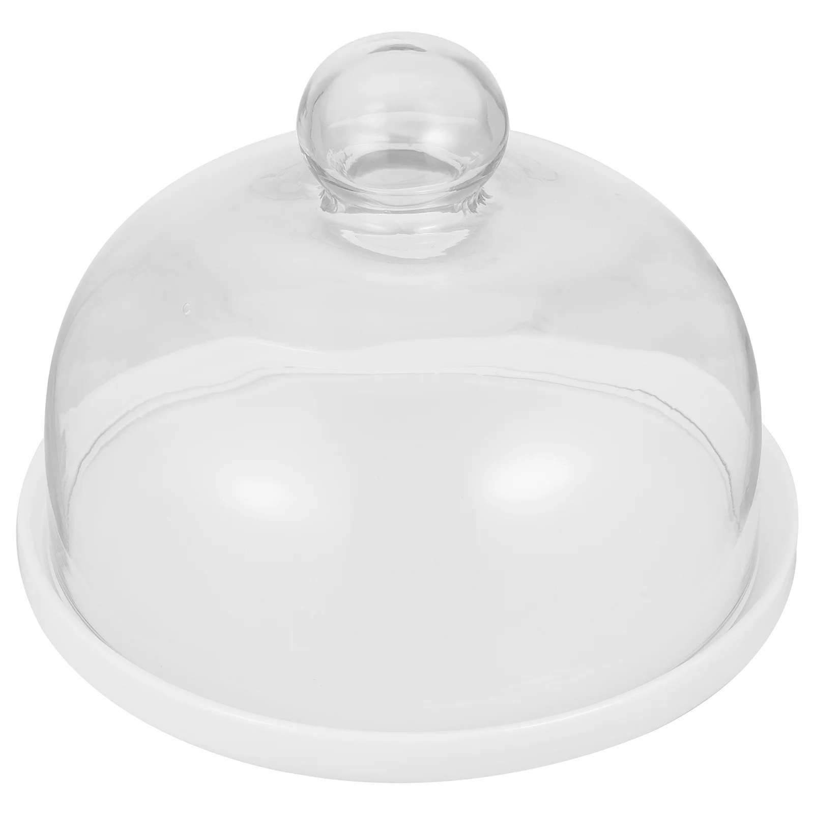 

Ceramic Cake Tray with Transparent Glass Food Cover Household Plate for Cakes Desserts Party Serving Platter