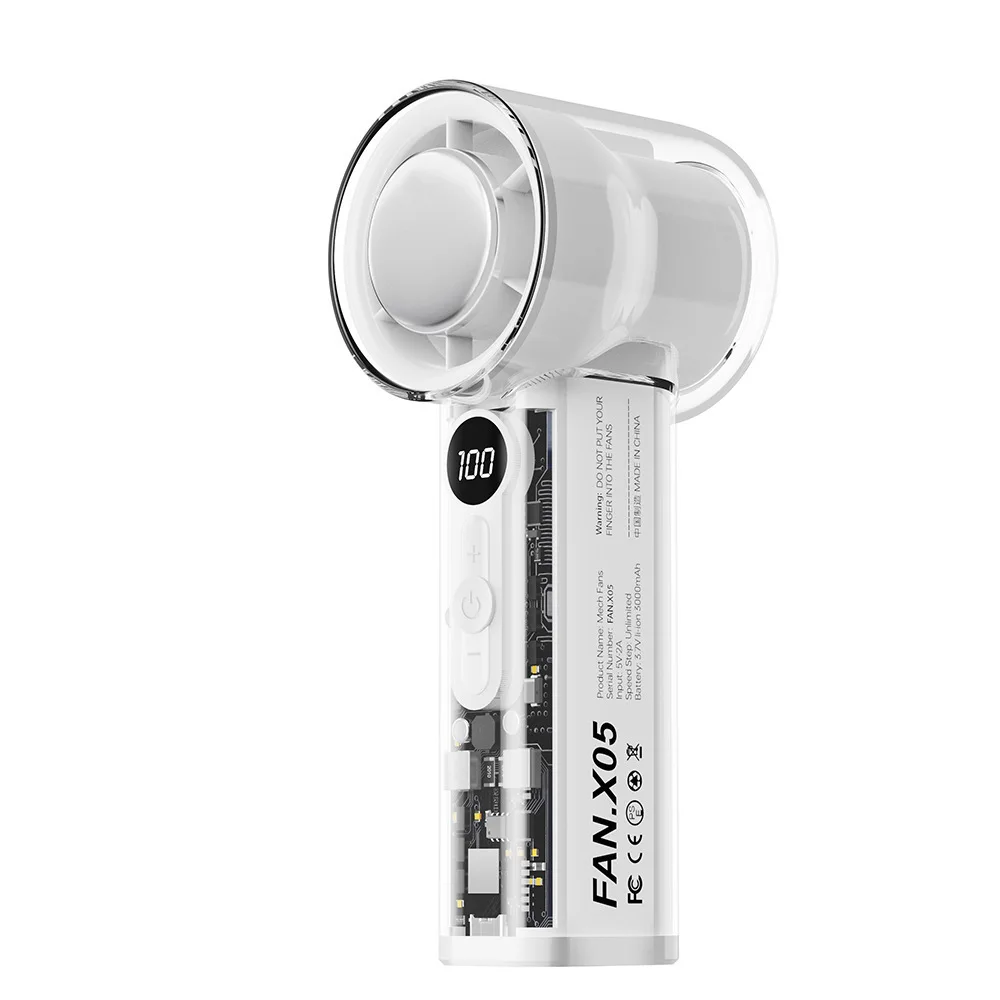 

Explosive refrigeration ice pack handheld transparent small fan USB rechargeable digital display mini high-speed turbo violent