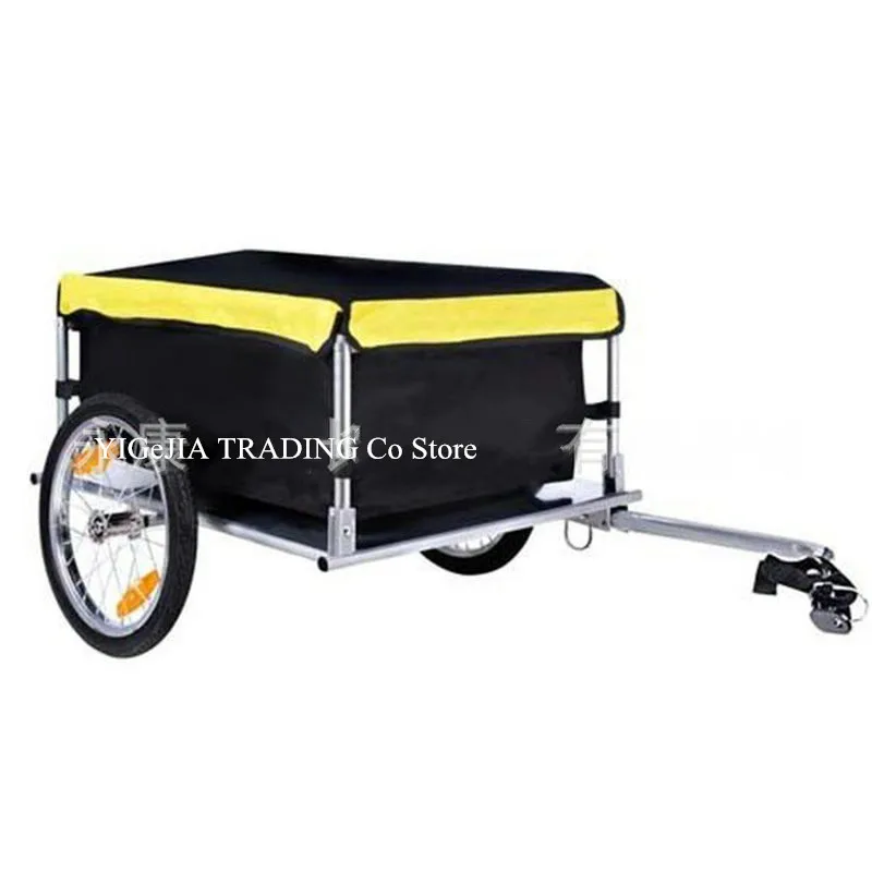 Cargo Bike Trailer, Steel Frame Luggage Cart Can Load 60kg, 16inch Wheel Bicycle Cargo