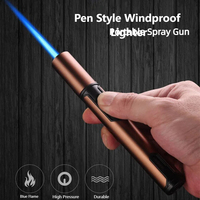 2025 High Temperature Welding Gun Lighter Windproof Red Flame Cigar Lighter Butane Inflatable Lighter Outdoor BBQ Men's Tools