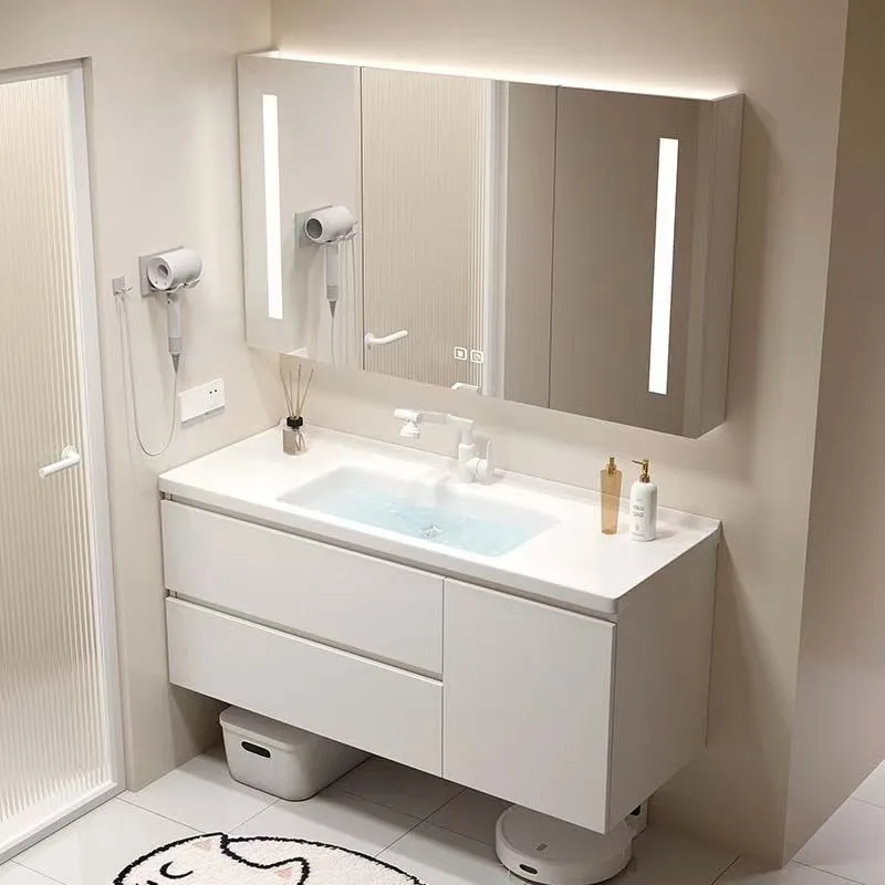 Hot Selling Modern Bathroom Cabinet Vanity Sink Washbasin Smart Mirror Hotel Bathroom Vanity Cabinet Furniture