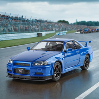 1:24 Scale GTR-R34 Alloy Car Model with Authentic Sound Effects, Premium Collectible Toy for Kids & Adults
