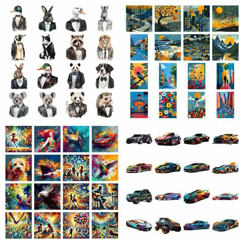 

Sports car Mr. Animal set heat transfer iron on printing vinyl stickers T-shirt stickers DIY Toy doll clothing decoration