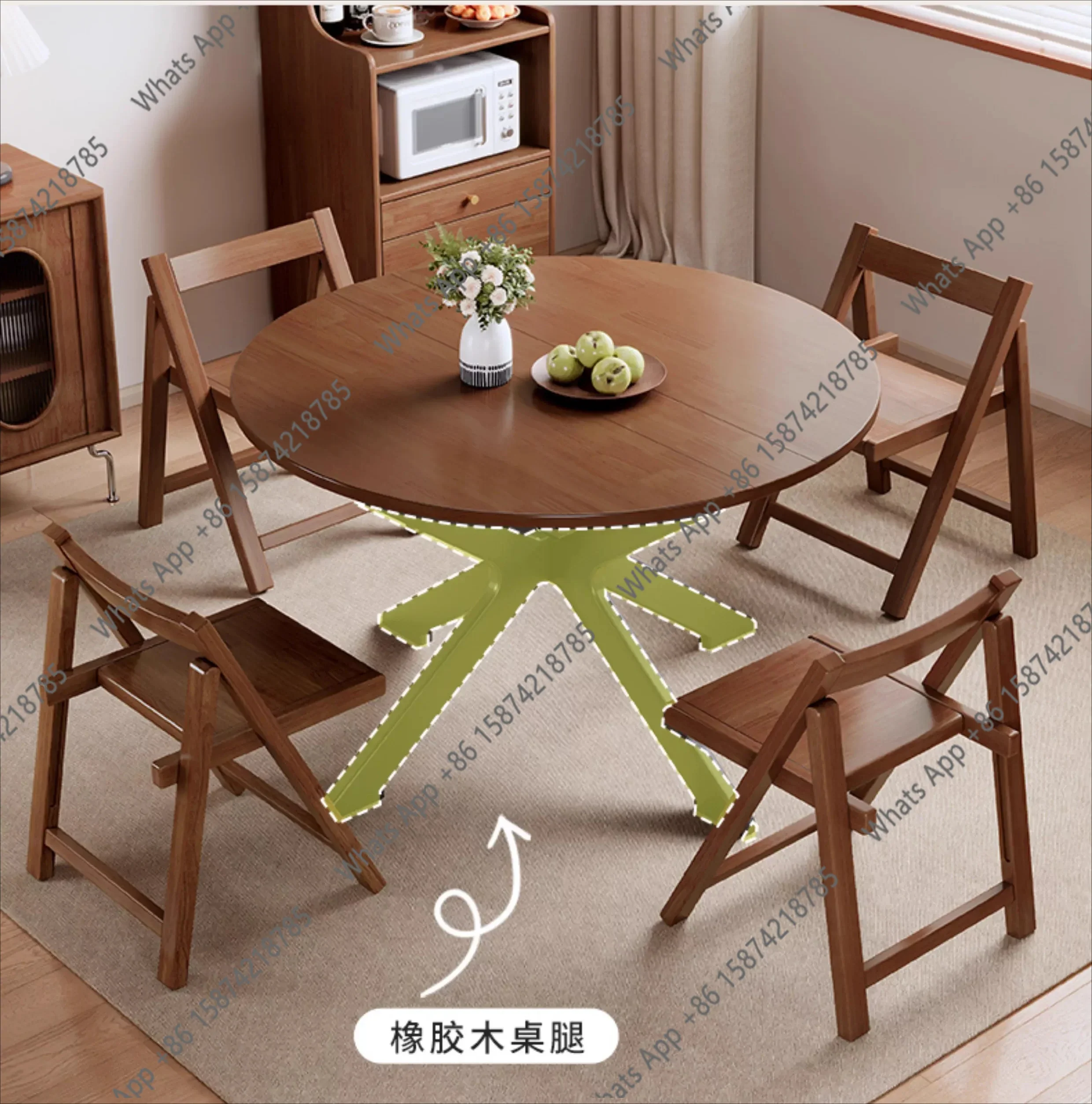 X25 Solid Wood Dining Table Small Household Dining Table For 10 People Foldable Retractable Round Table That Does Not Take Up Sp