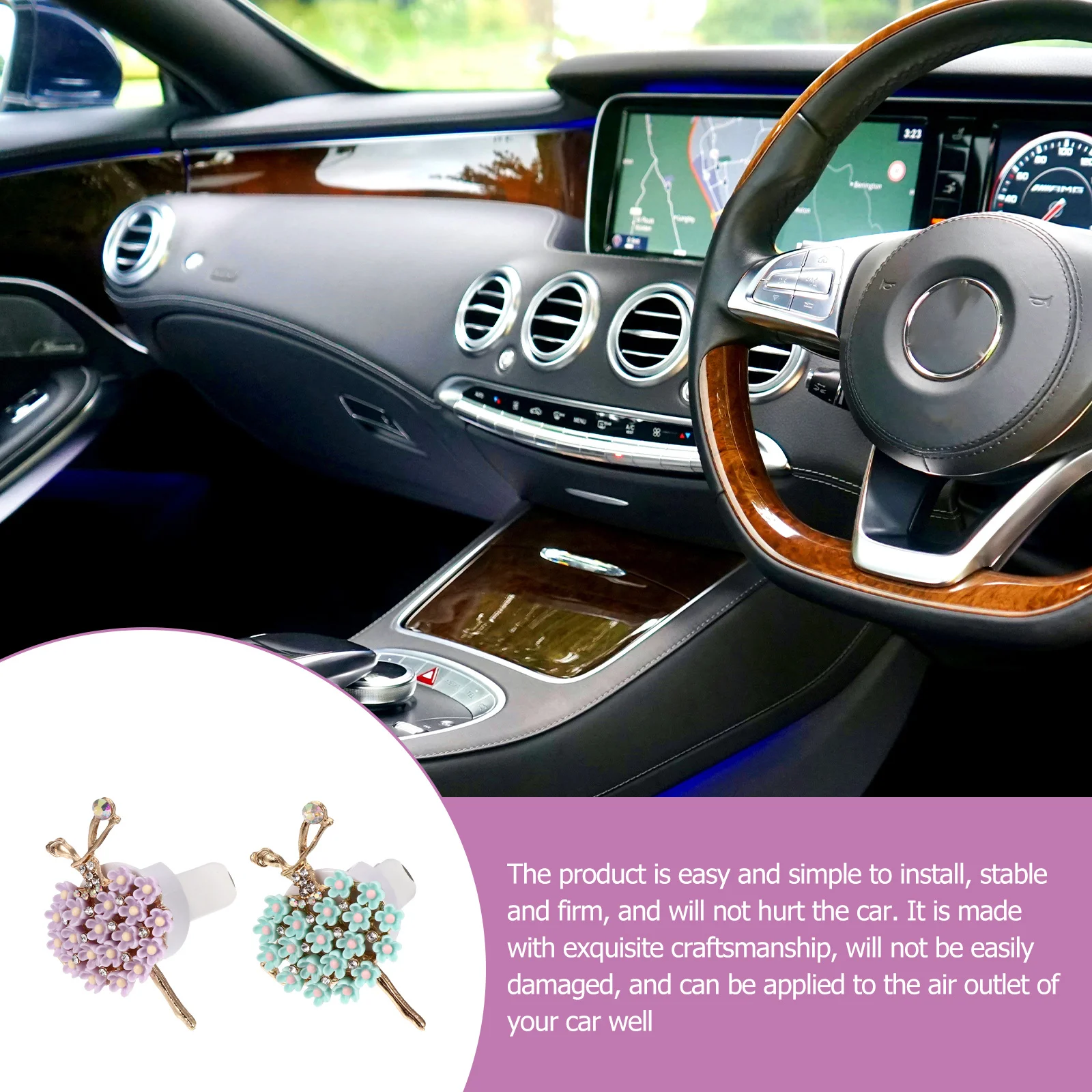 

2Pcs Diamond Ballet Aroma Clip Car Air Vent Freshener Elegant Auto Perfume Ornament for Interior Decor Comfort