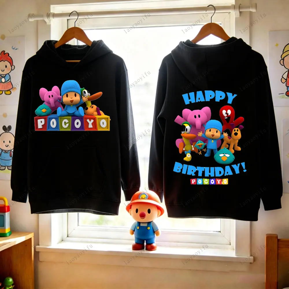 Kawaii P-POCOYO Print Hoodie Sweatshirt Unisex Men Long Sleeve Warm Pullover Casual Harajuku Graphic Drop Shoulder Clothes
