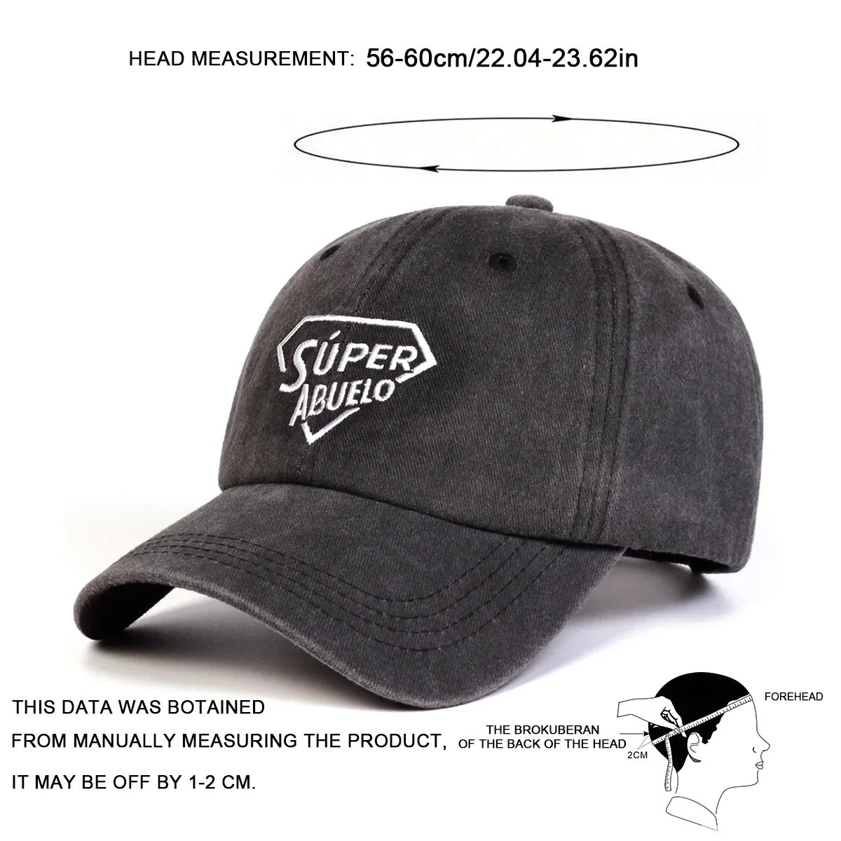 Unisex SUPER ABUELO Letter Embroidery Wash Baseball Caps Spring Autumn Outdoor Adjustable Casual Hats Sunscreen Hat Sports Cap