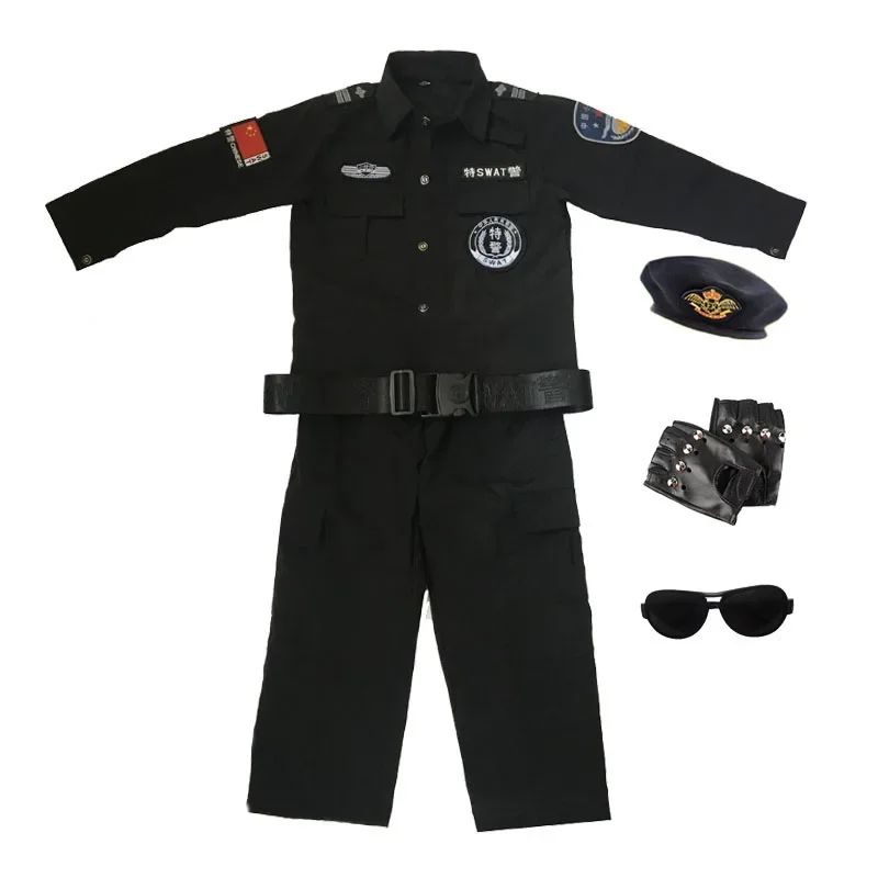 Halloween Karneval Party Kinder Polizisten Special Force Cosplay Kostüme Polizist Offizier Pretend Kleidung Jungen Mädchen Weihnachtsgeschenk